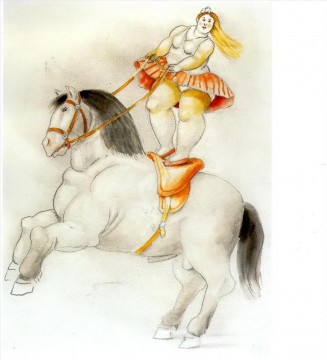  cirque Tableaux - Femme de cirque sur un cheval Fernando Botero